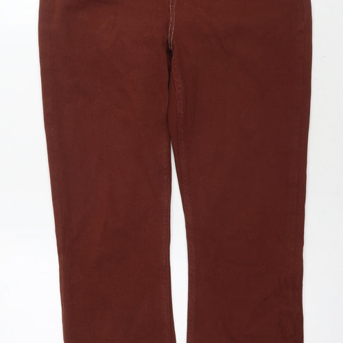 Mint Velvet Womens Brown Cotton Straight Jeans Size 10 L26 in Regular Zip