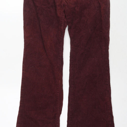 Run & Fly Womens Red Cotton Trousers Size 32 in L32 in Regular Zip