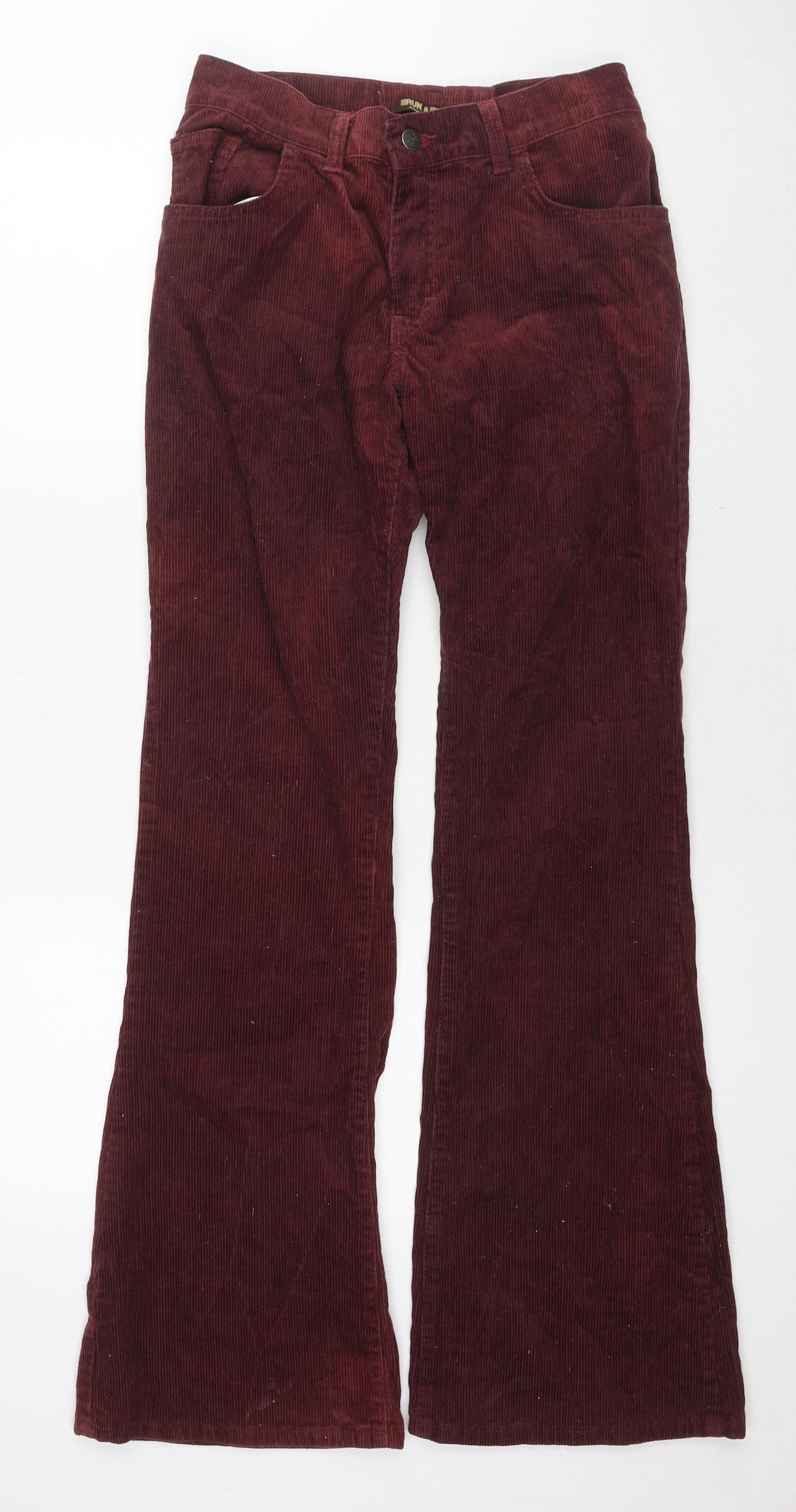 Run & Fly Womens Red Cotton Trousers Size 32 in L32 in Regular Zip