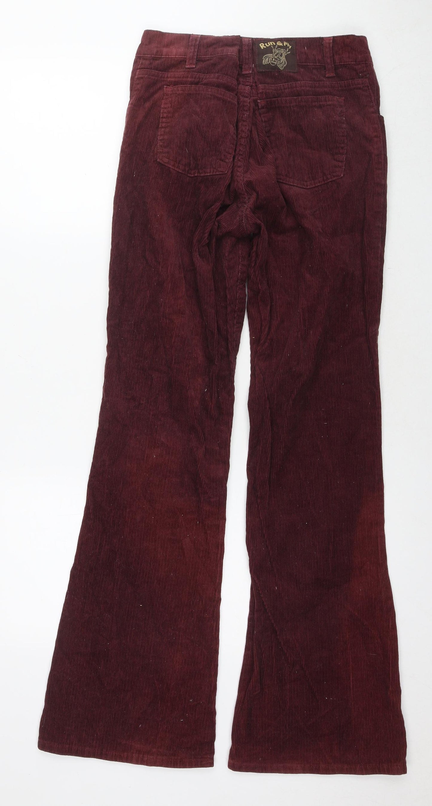 Run & Fly Womens Red Cotton Trousers Size 32 in L32 in Regular Zip