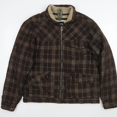 Billabong Mens Brown Check Jacket Size L Zip