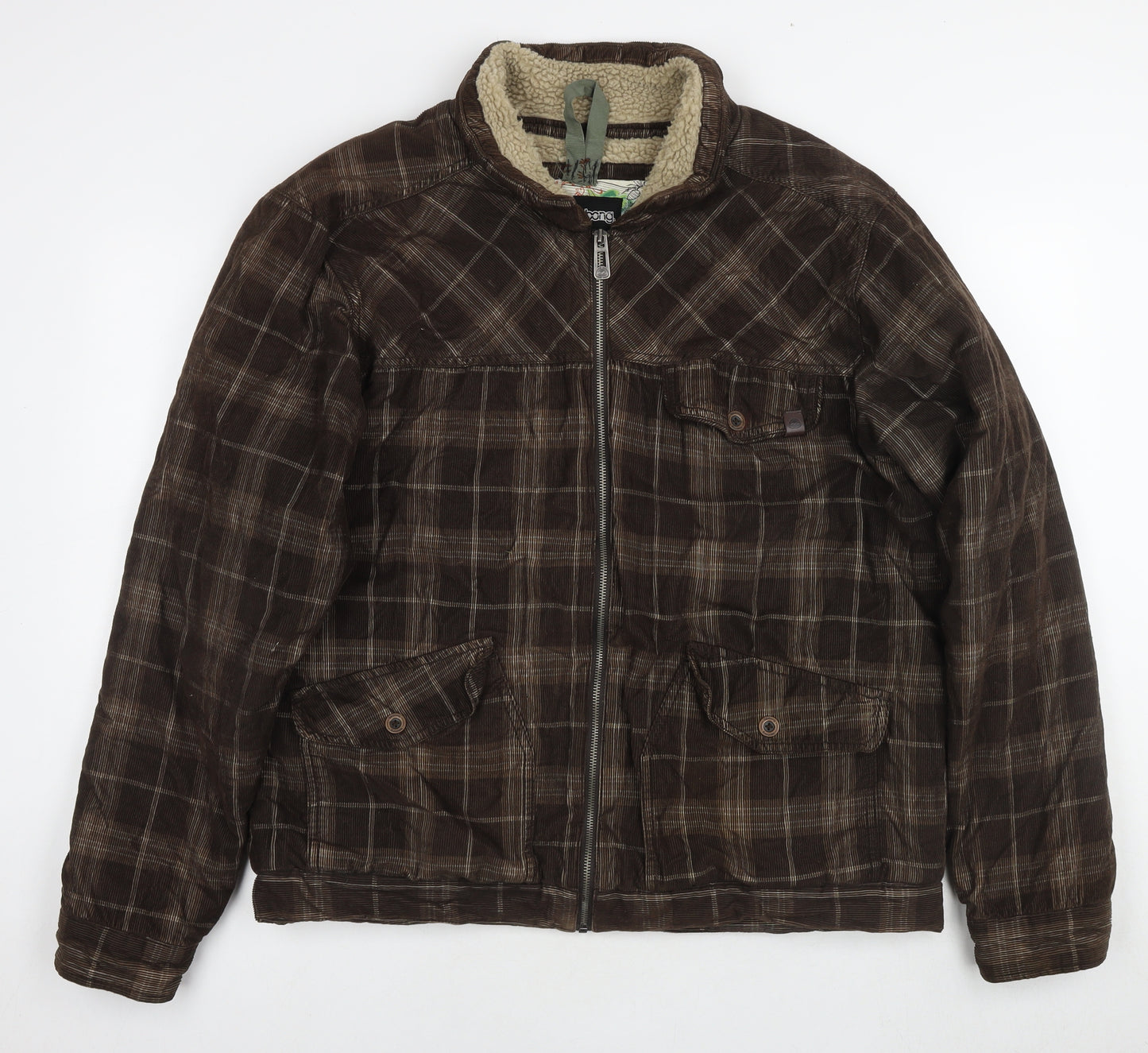 Billabong Mens Brown Check Jacket Size L Zip