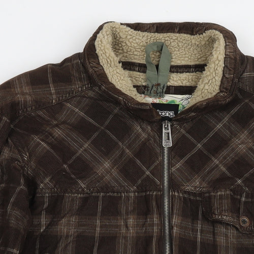 Billabong Mens Brown Check Jacket Size L Zip