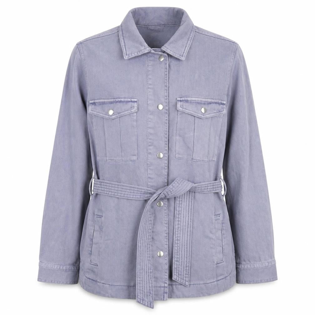 Front view of Next women’s blue jacket, size UK 10, snap