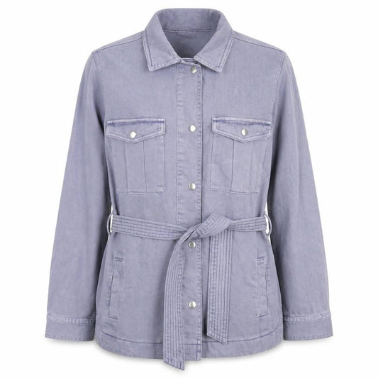 Front view of Next women’s blue jacket, size UK 10, snap