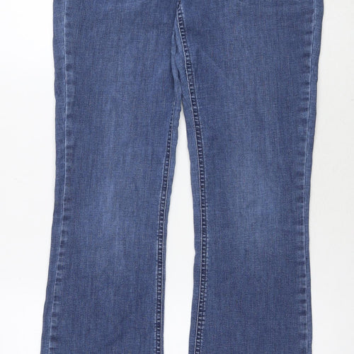 Long Tall Sally Womens Blue Cotton Flared Jeans Size 12 L34 in Regular Zip