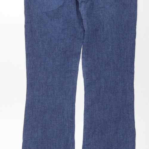 Long Tall Sally Womens Blue Cotton Flared Jeans Size 12 L34 in Regular Zip