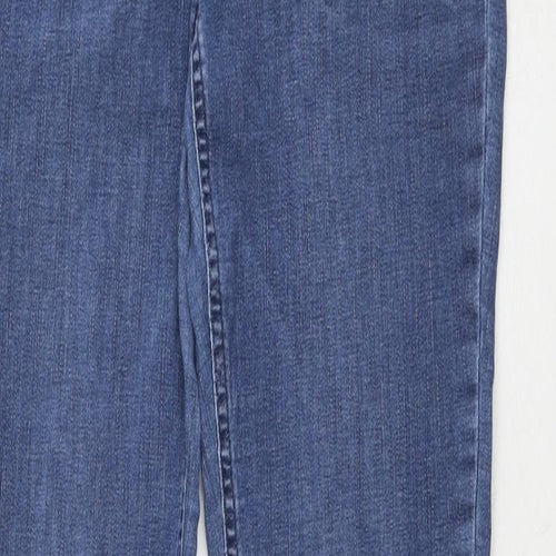 Long Tall Sally Womens Blue Cotton Flared Jeans Size 12 L34 in Regular Zip