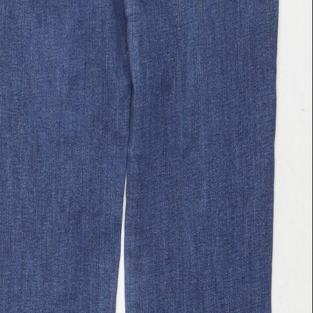 Long Tall Sally Womens Blue Cotton Flared Jeans Size 12 L34 in Regular Zip