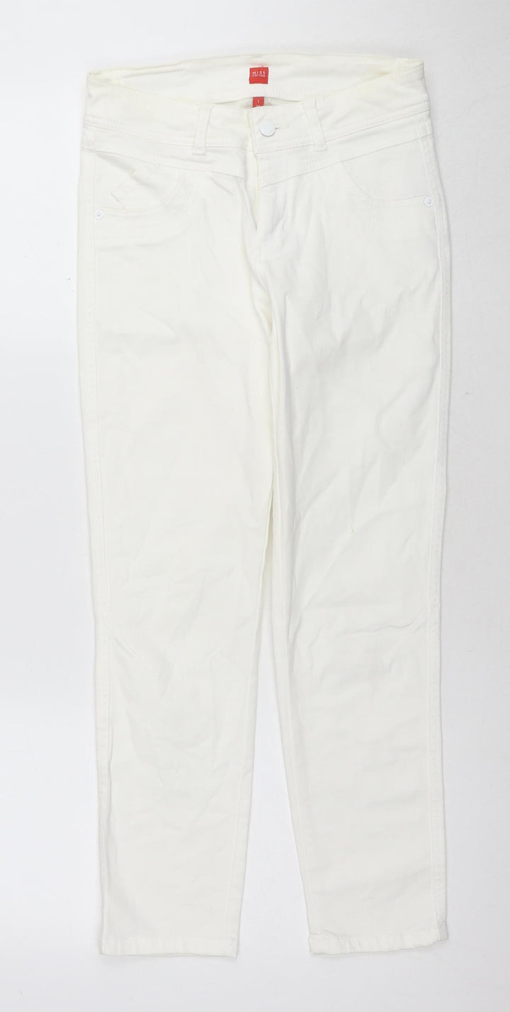 Miss Captain Womens White Cotton Skinny Jeans Size 36 in L24 in Regular Zip