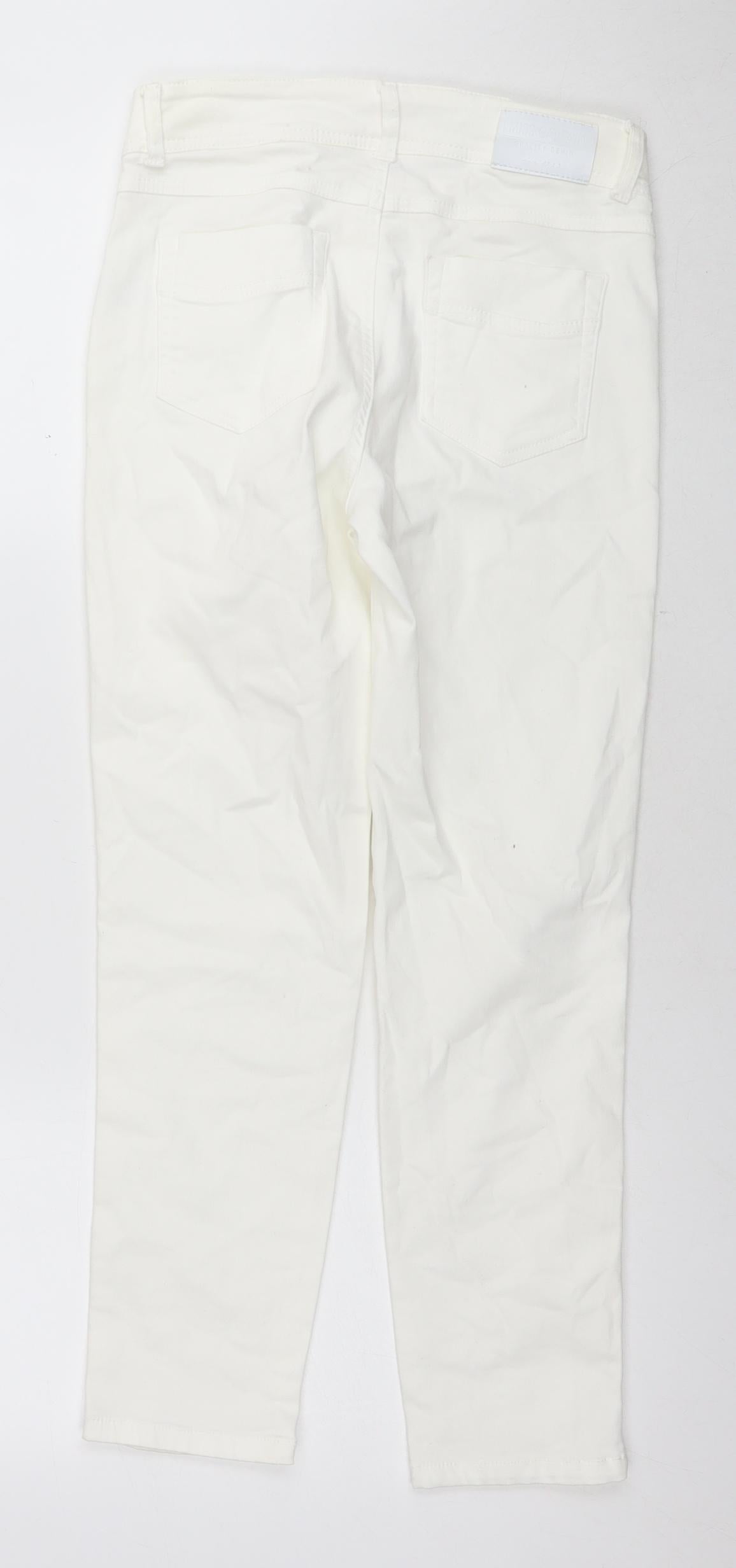 Miss Captain Womens White Cotton Skinny Jeans Size 36 in L24 in Regular Zip
