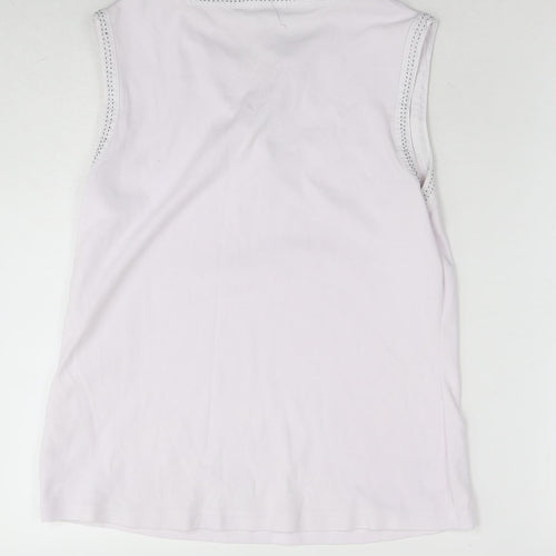 Maine Womens White Cotton Basic Tank Size 16 Round Neck