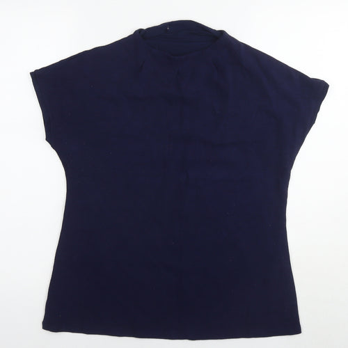 Fransa Womens Blue Viscose Basic T-Shirt Size M Round Neck