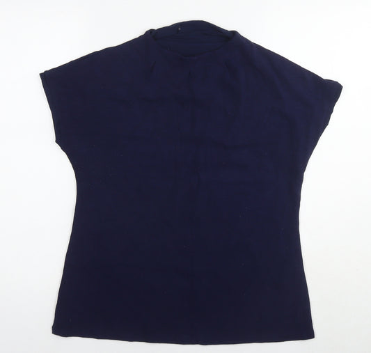 Fransa Womens Blue Viscose Basic T-Shirt Size M Round Neck