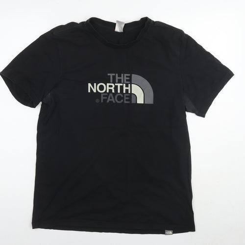 The North Face Mens Black Cotton T-Shirt Size L Round Neck - Logo