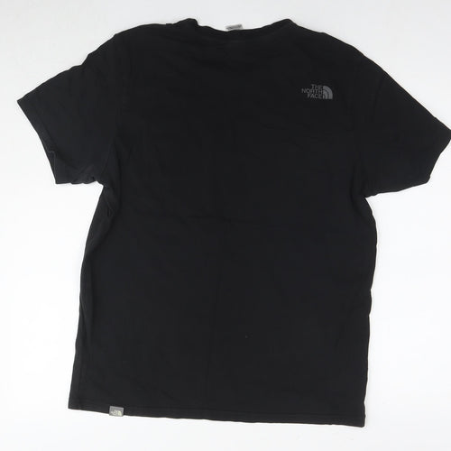 The North Face Mens Black Cotton T-Shirt Size L Round Neck - Logo