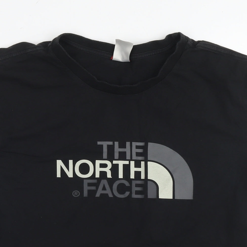 The North Face Mens Black Cotton T-Shirt Size L Round Neck - Logo