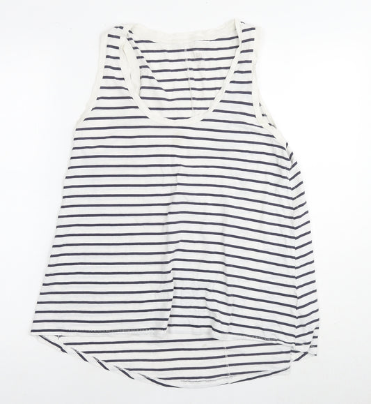 Gap Womens White Striped Cotton Basic T-Shirt Size M Round Neck