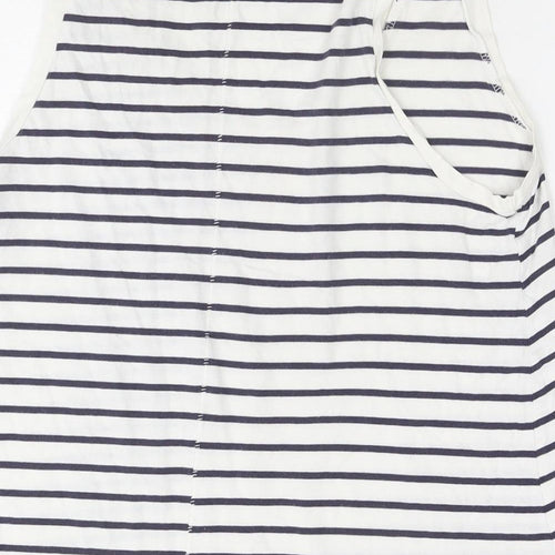 Gap Womens White Striped Cotton Basic T-Shirt Size M Round Neck