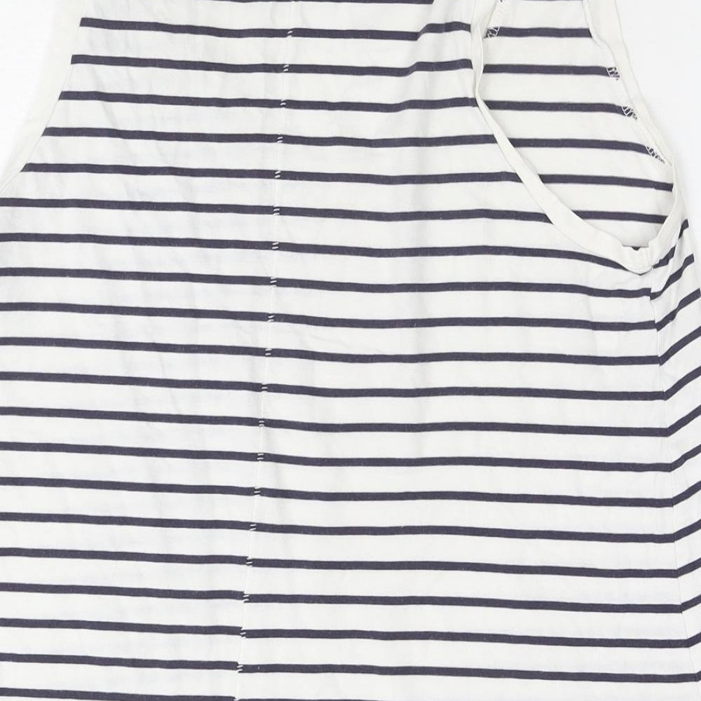 Gap Womens White Striped Cotton Basic T-Shirt Size M Round Neck