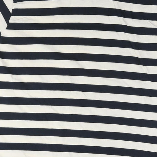 Farah Womens Black Striped Cotton Basic T-Shirt Size L Round Neck