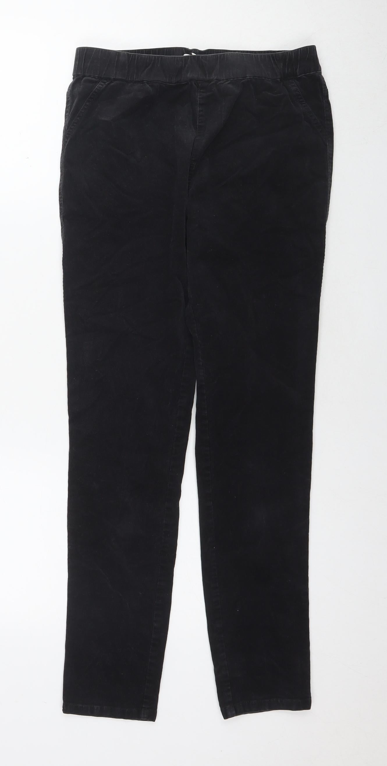 White Stuff Womens Black Cotton Trousers Size 10 L28 in Regular