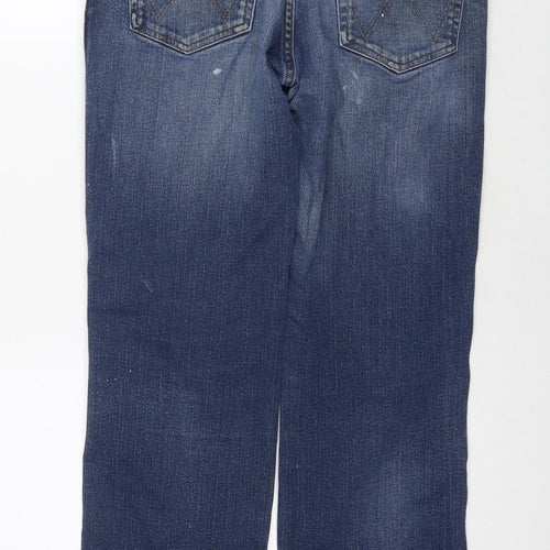 Wrangler Mens Blue Cotton Straight Jeans Size 34 in L32 in Regular Zip