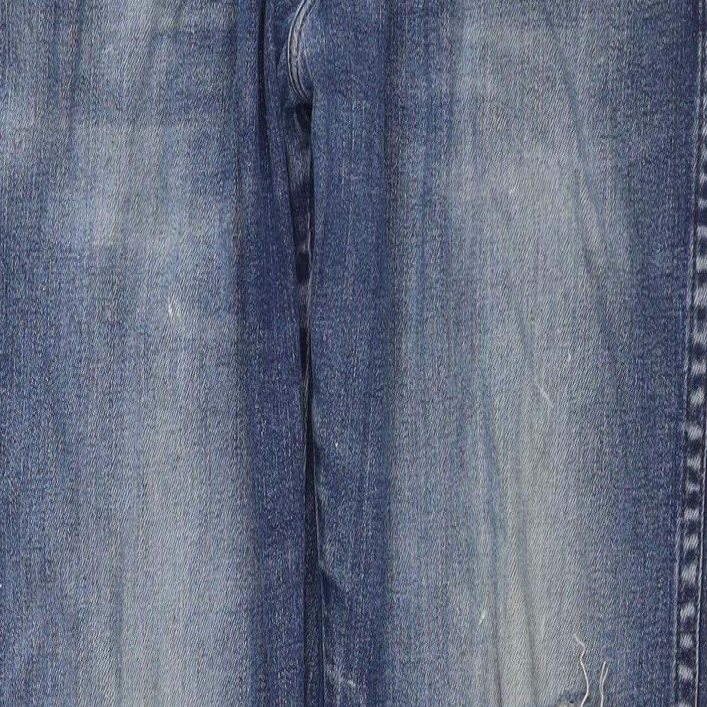 Wrangler Mens Blue Cotton Straight Jeans Size 34 in L32 in Regular Zip