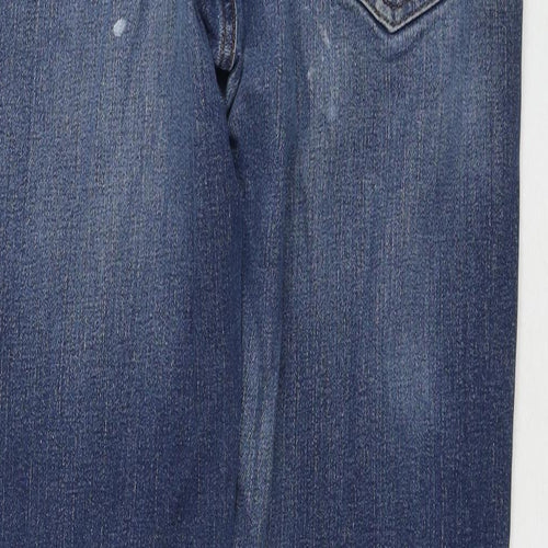Wrangler Mens Blue Cotton Straight Jeans Size 34 in L32 in Regular Zip