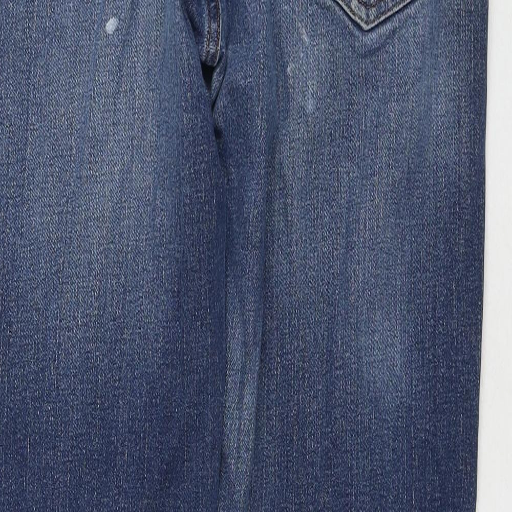 Wrangler Mens Blue Cotton Straight Jeans Size 34 in L32 in Regular Zip