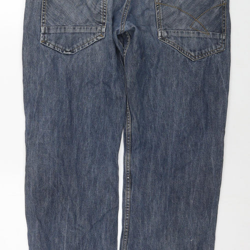 Firetrap Womens Blue Cotton Straight Jeans Size 34 in L30 in Regular Zip