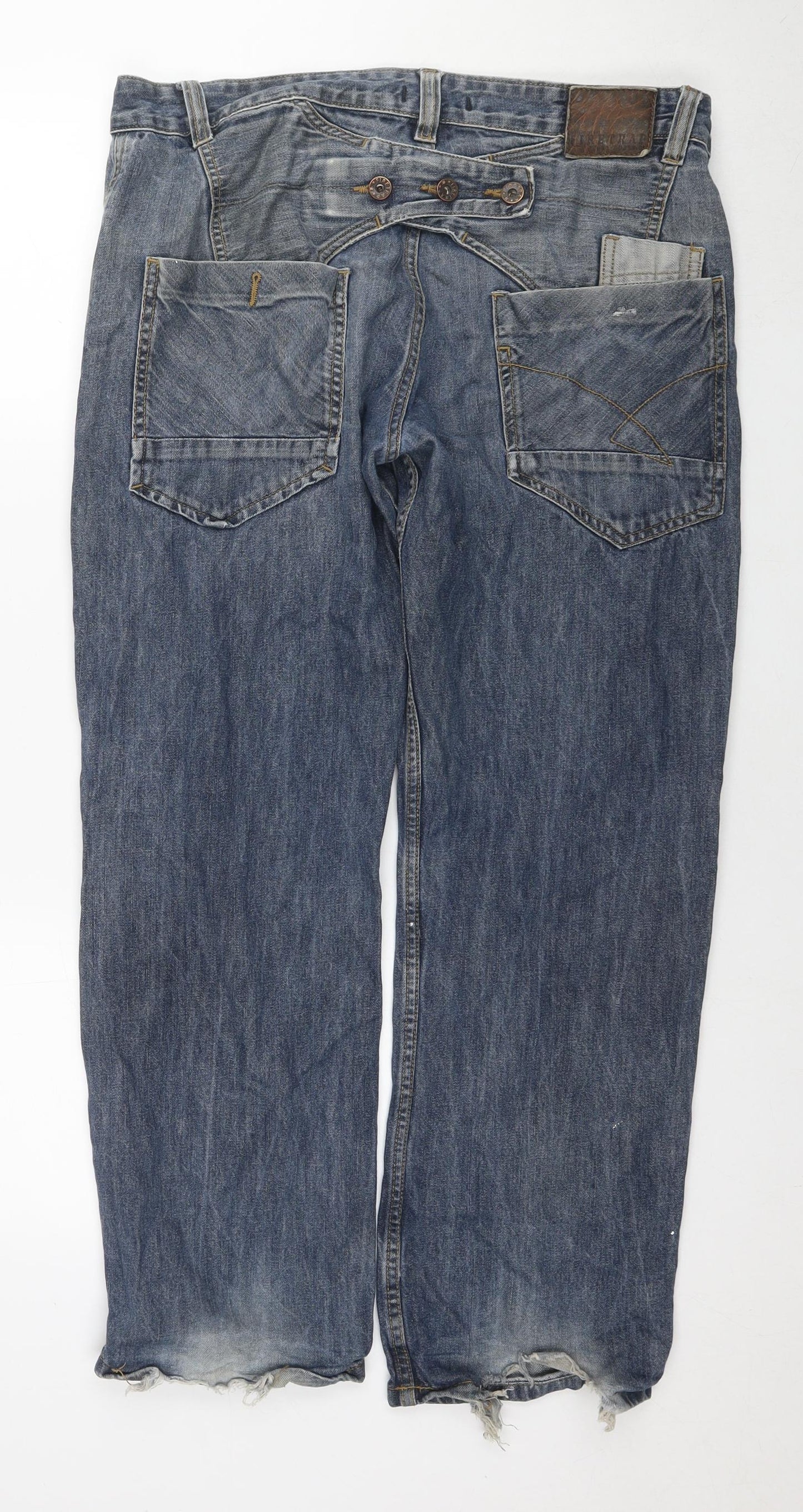 Firetrap Womens Blue Cotton Straight Jeans Size 34 in L30 in Regular Zip