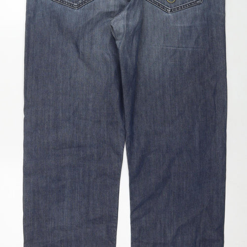Calvin Klein Mens Blue Polyester Blend Straight Jeans Size 38 in L32 in Relaxed Zip