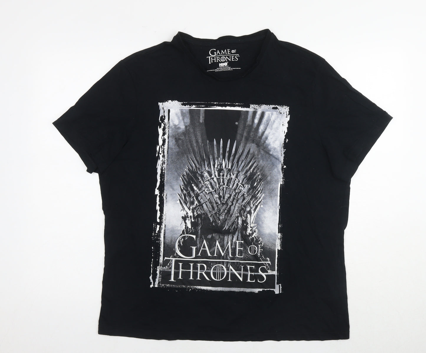 Game Of Thrones Mens Black Cotton T-Shirt Size L Round Neck - Logo