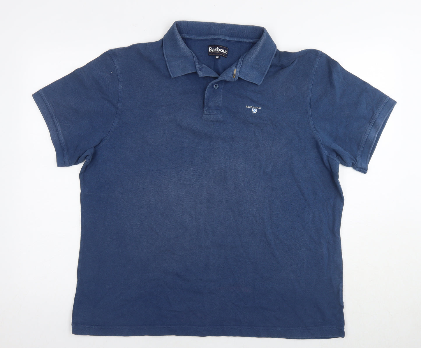 Barbour Mens Blue Cotton Polo Size 2XL Collared Pullover