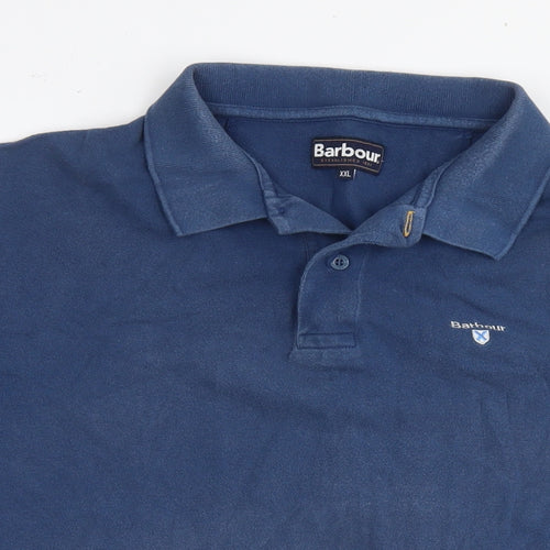 Barbour Mens Blue Cotton Polo Size 2XL Collared Pullover