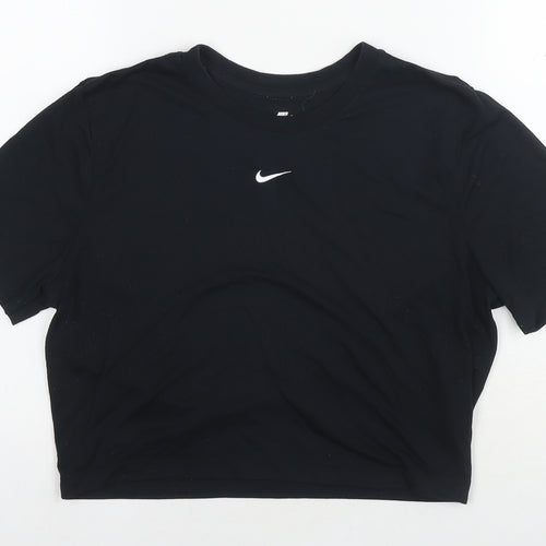 Nike Womens Black Modal Cropped T-Shirt Size L Round Neck