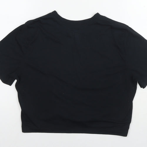 Nike Womens Black Modal Cropped T-Shirt Size L Round Neck