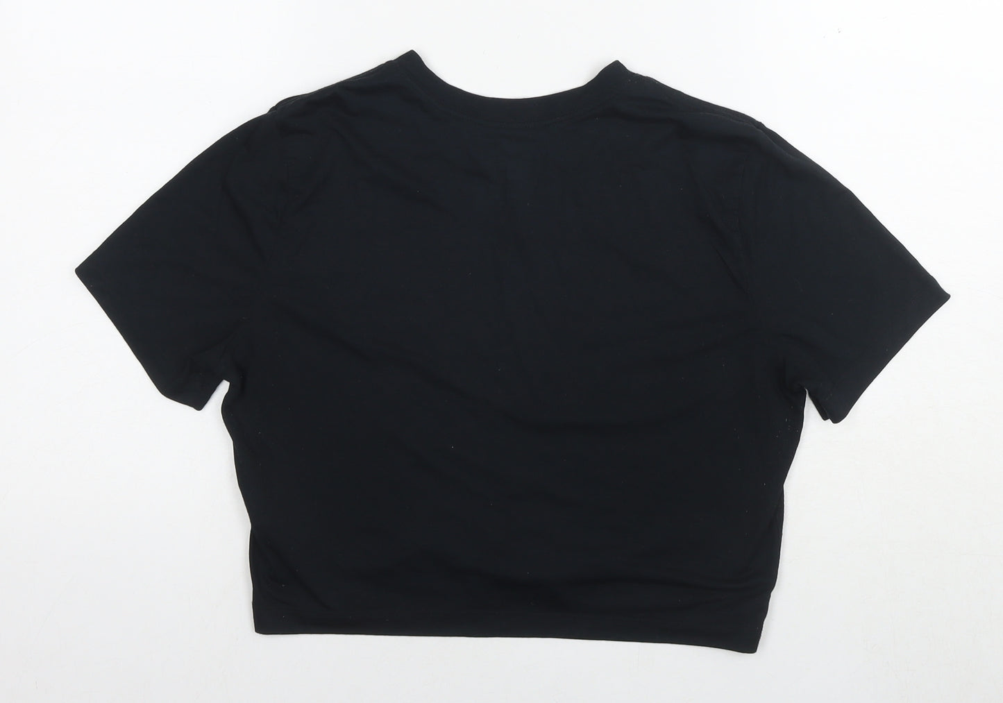 Nike Womens Black Modal Cropped T-Shirt Size L Round Neck