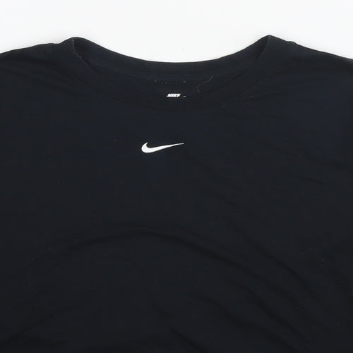 Nike Womens Black Modal Cropped T-Shirt Size L Round Neck