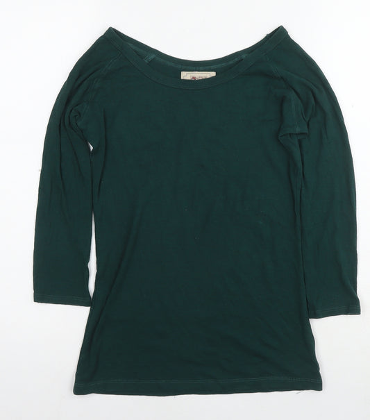 Arabella & Addison Womens Green Cotton Basic T-Shirt Size S Boat Neck