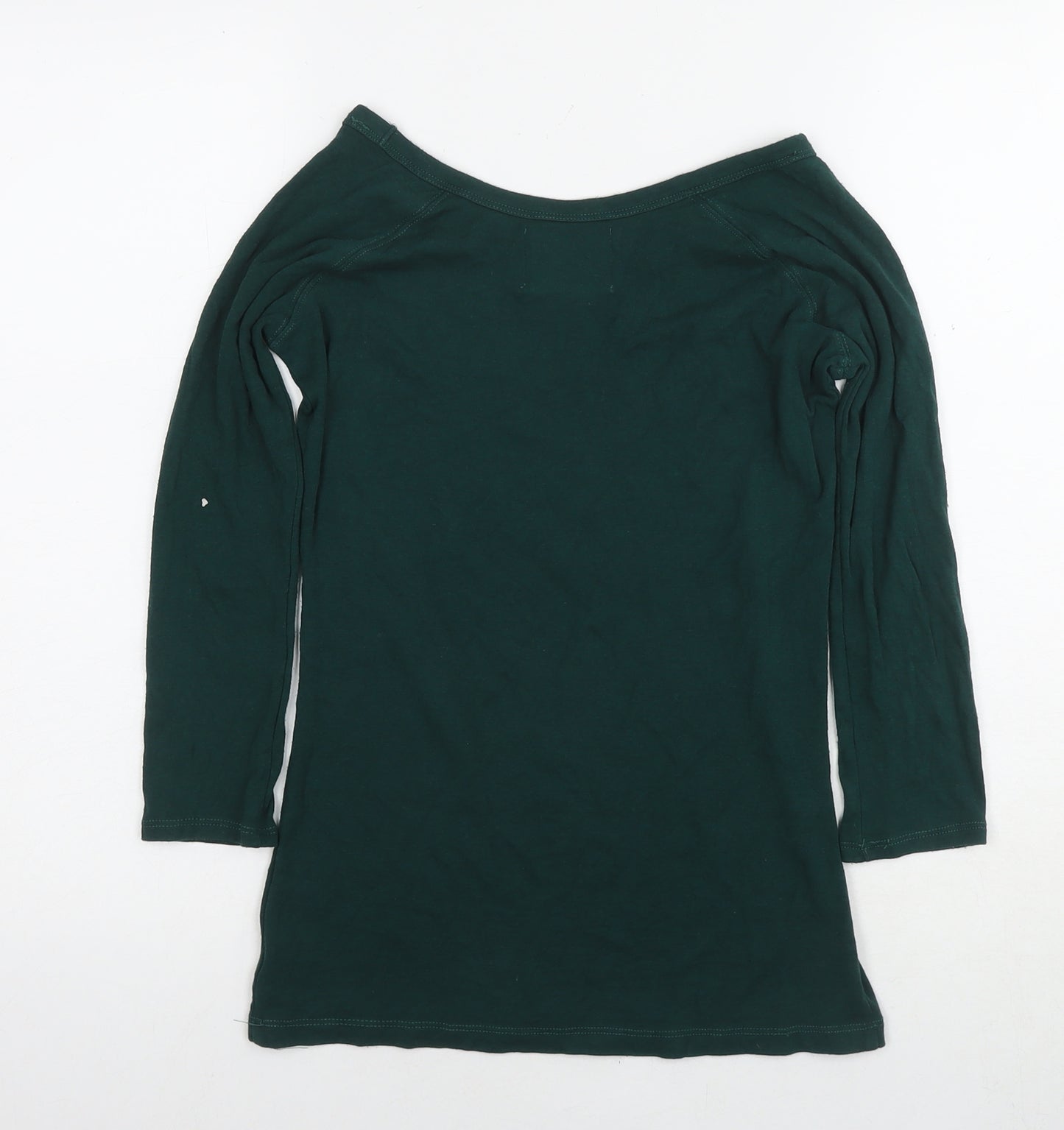 Arabella & Addison Womens Green Cotton Basic T-Shirt Size S Boat Neck