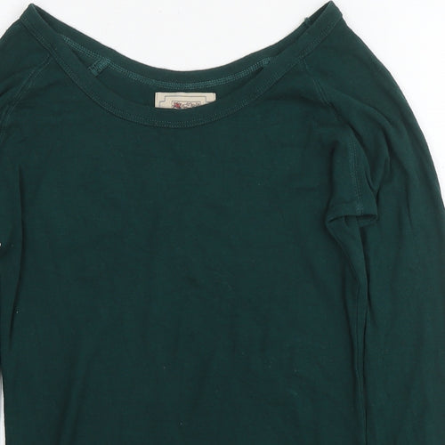 Arabella & Addison Womens Green Cotton Basic T-Shirt Size S Boat Neck