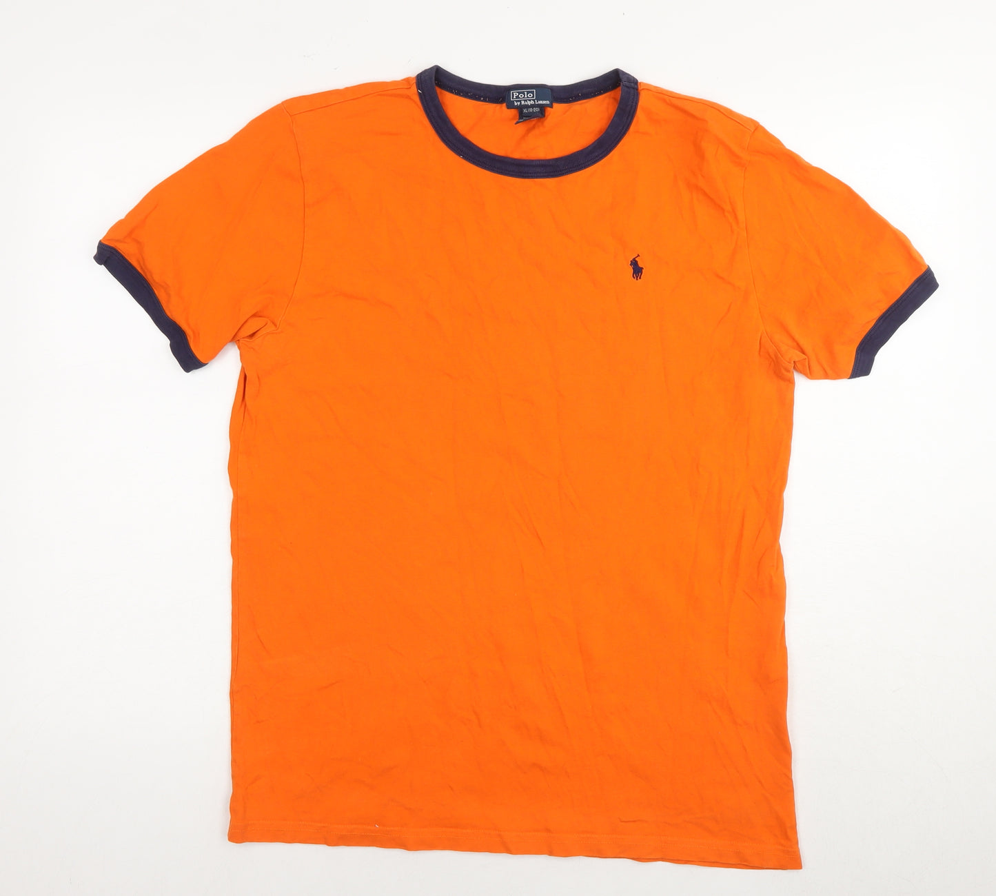 Polo Ralph Lauren Mens Orange Cotton T-Shirt Size XL Round Neck - Unisex 18-20