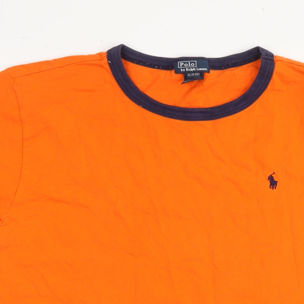 Polo Ralph Lauren Mens Orange Cotton T-Shirt Size XL Round Neck - Unisex 18-20