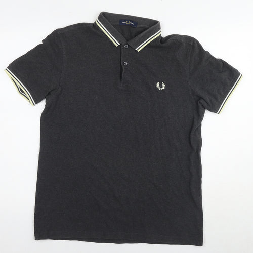 Fred Perry Mens Grey Cotton Polo Size L Collared Pullover