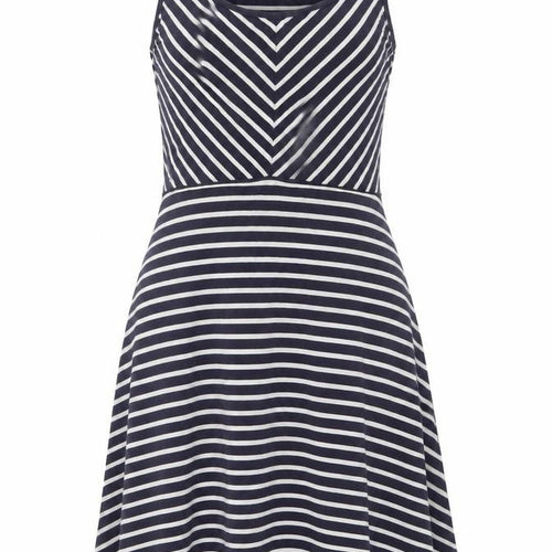 VERO MODA Womens Blue Striped Viscose Fit & Flare Size XS Scoop Neck Pullover