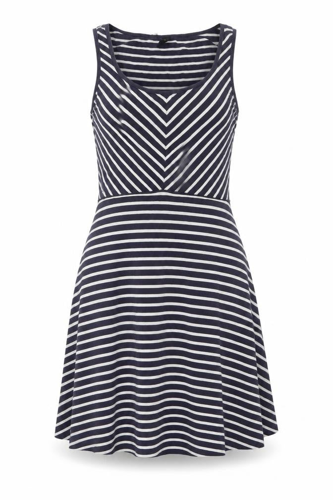 VERO MODA Womens Blue Striped Viscose Fit & Flare Size XS Scoop Neck Pullover