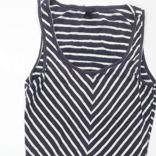 VERO MODA Womens Blue Striped Viscose Fit & Flare Size XS Scoop Neck Pullover