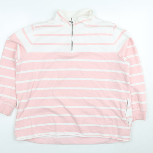 Woolovers Womens Pink Striped Cotton Pullover Sweatshirt Size L Pullover